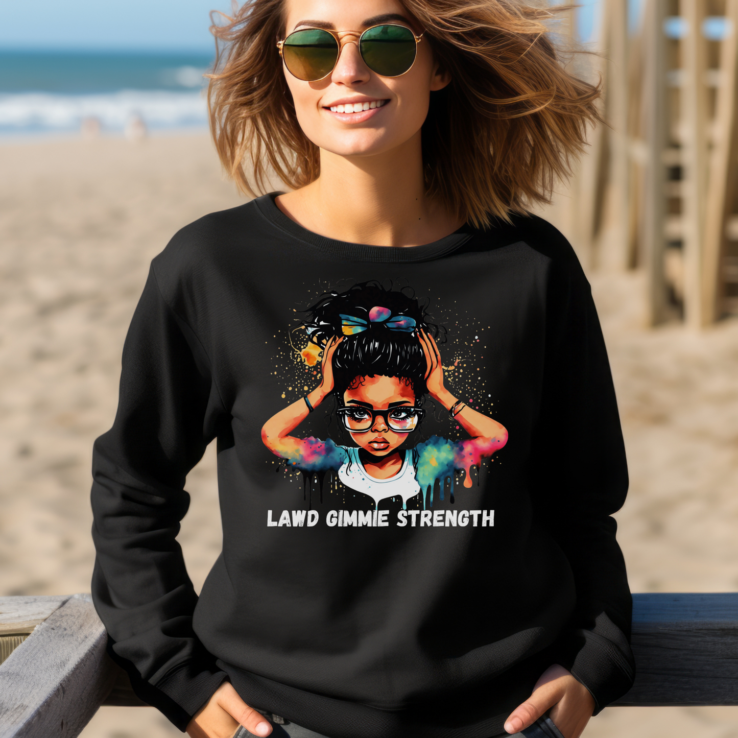 Lawd Gimme Strength Sweatshirt: Jamaican Patois Oversized Top